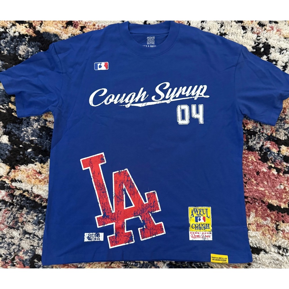 Thats A Awful Lot Of Cough Syrup Desto Dubb LA Dodgers Blue T-Shirt Large